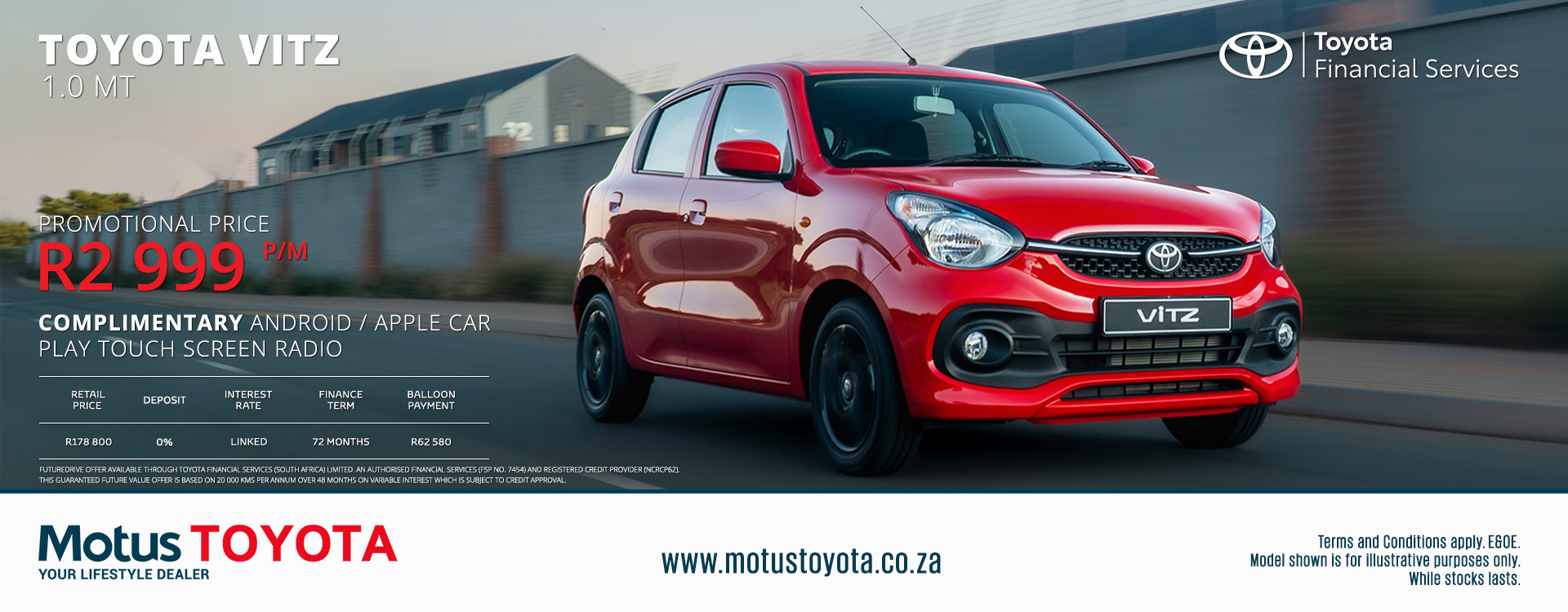 The Toyota Vitz 1.0 banner