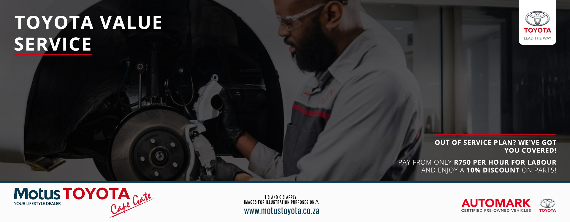 Value Service at Motus Toyota Cape Gate banner