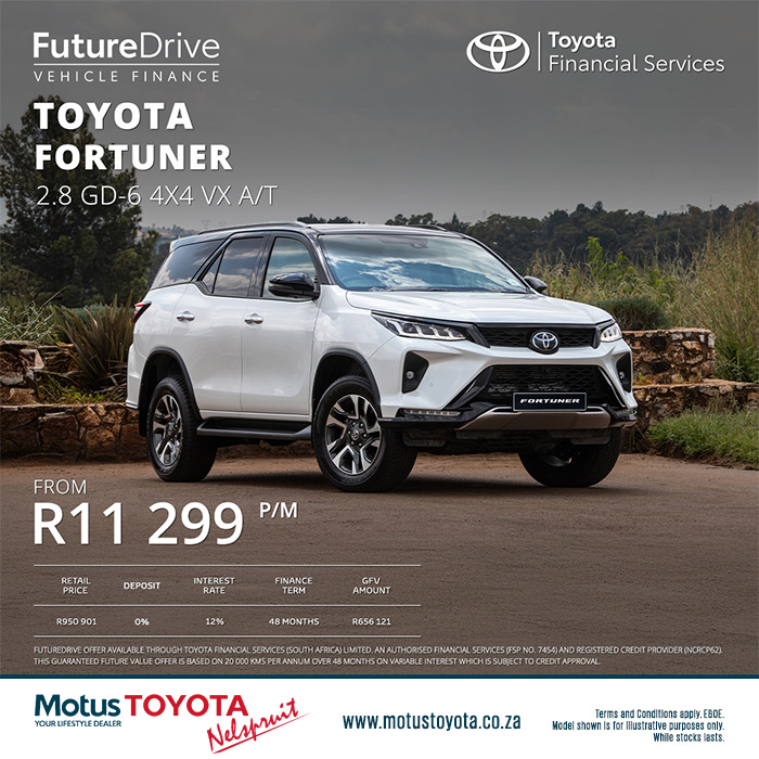 The Toyota Fortuner 2.8 GD-6 4x4 VX Auto From only R11 299 per month