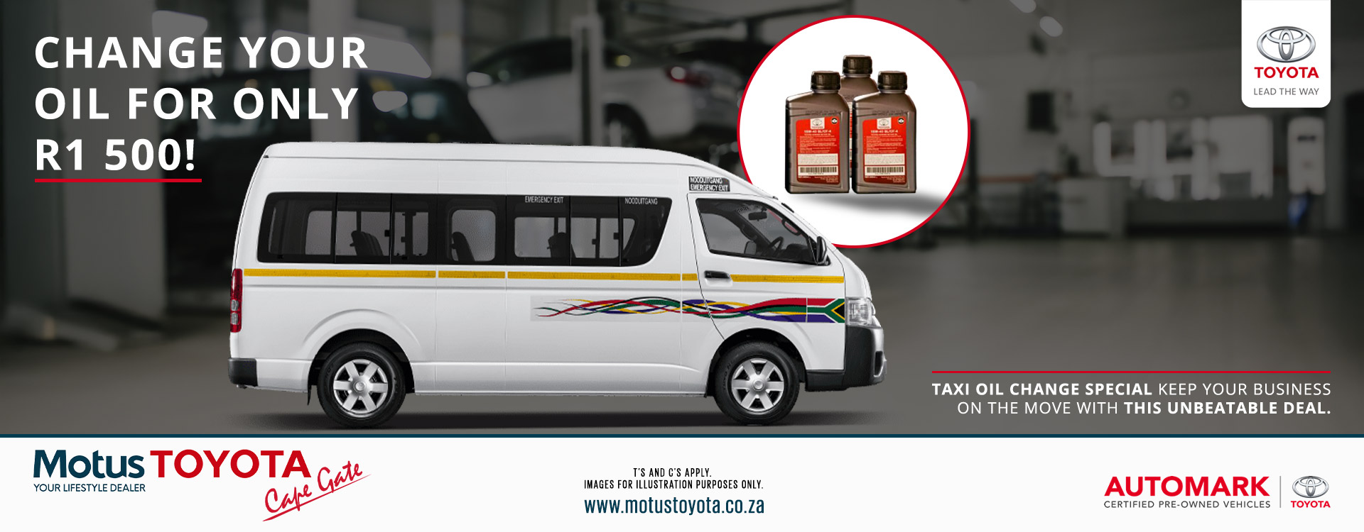 Change Your Oil at Motus Toyota Cape Gate banner