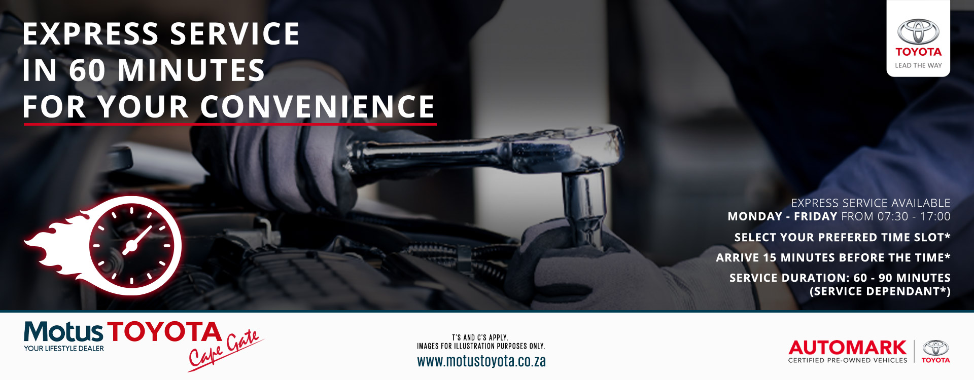 Express Service at Motus Toyota Cape Gate banner