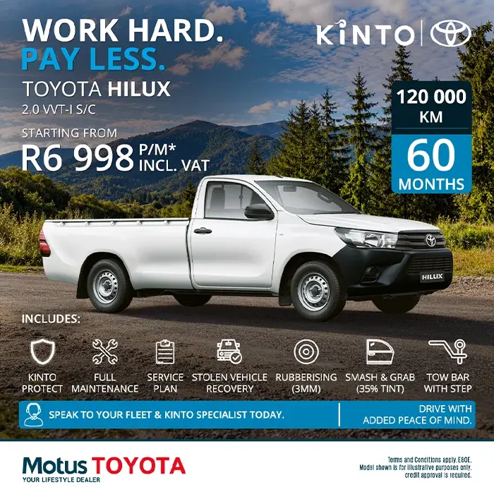 Toyota Hilux 2.0 VVT-i Single Cab with KINTO Protect