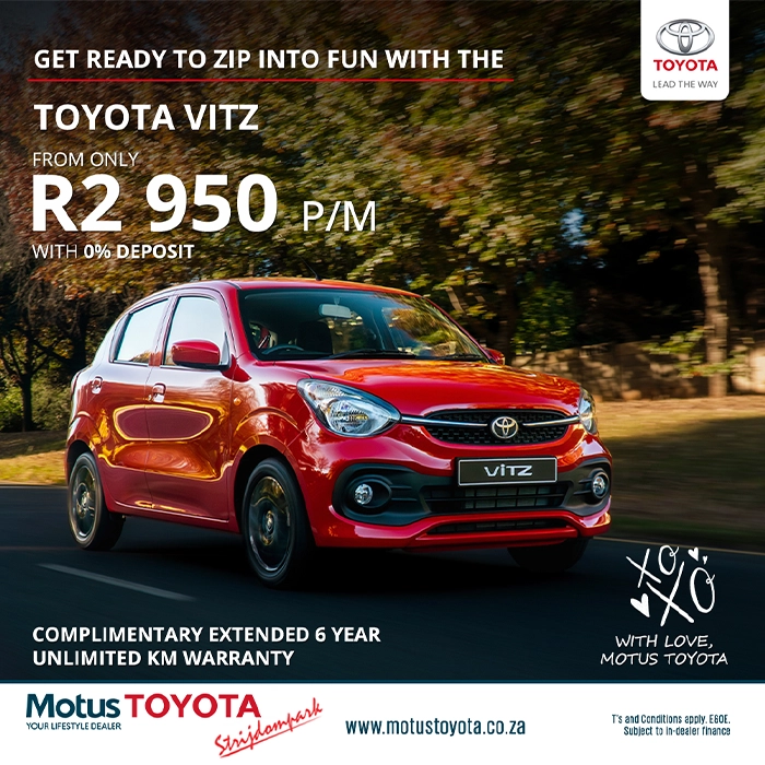 Get Ready to Zip Into Fun With the Toyota Vitz From R 2 950 pm*