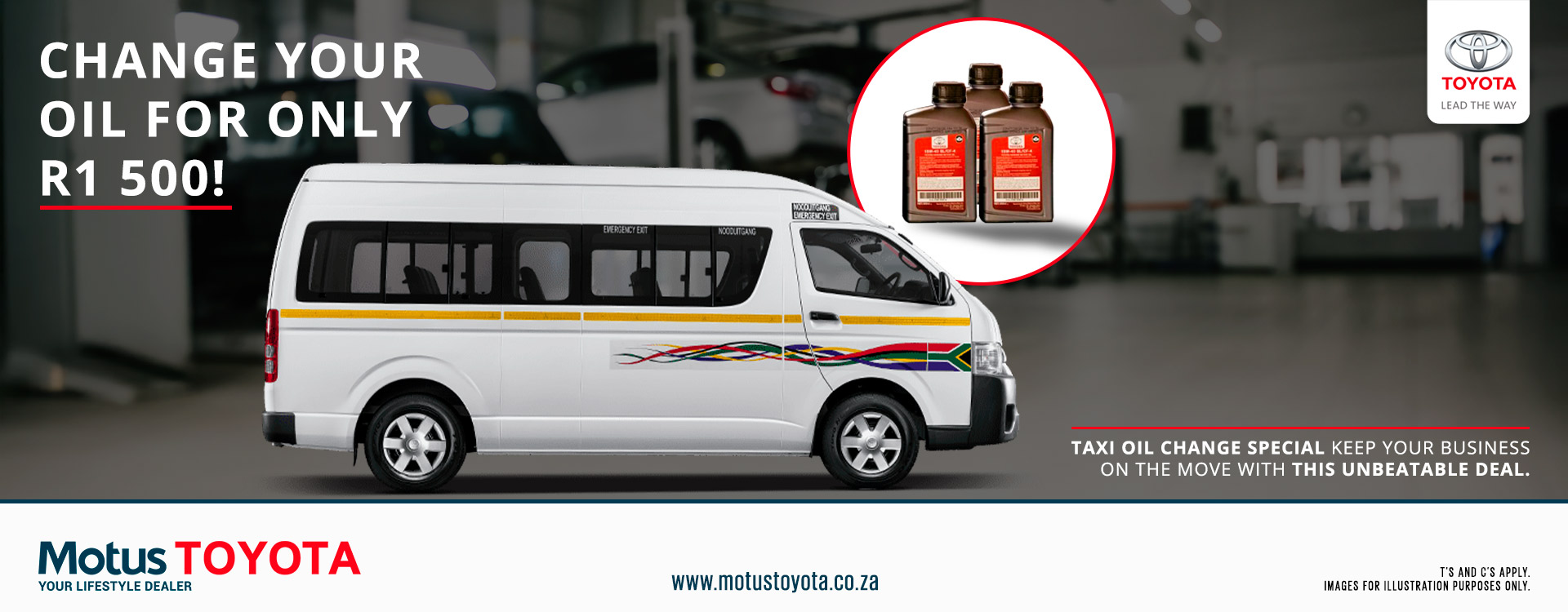 Change Your Oil at Motus Toyota banner
