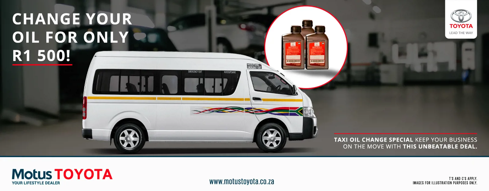 Change Your Oil at Motus Toyota banner