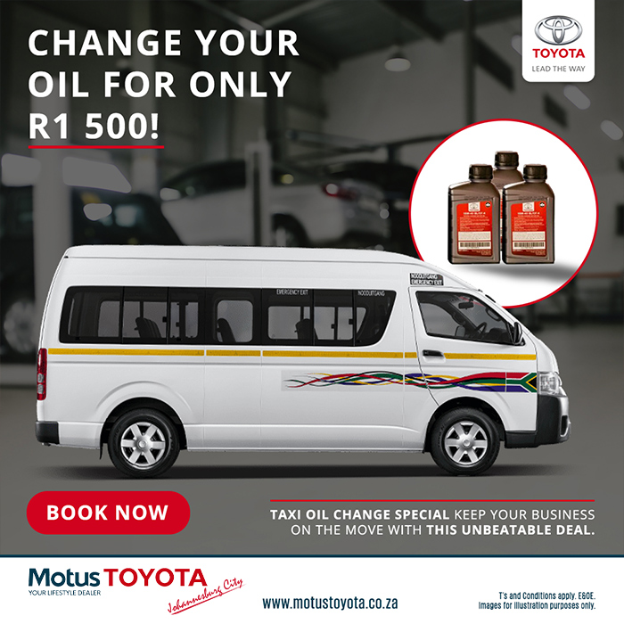 Change Your Oil at Motus Toyota Johannesburg City