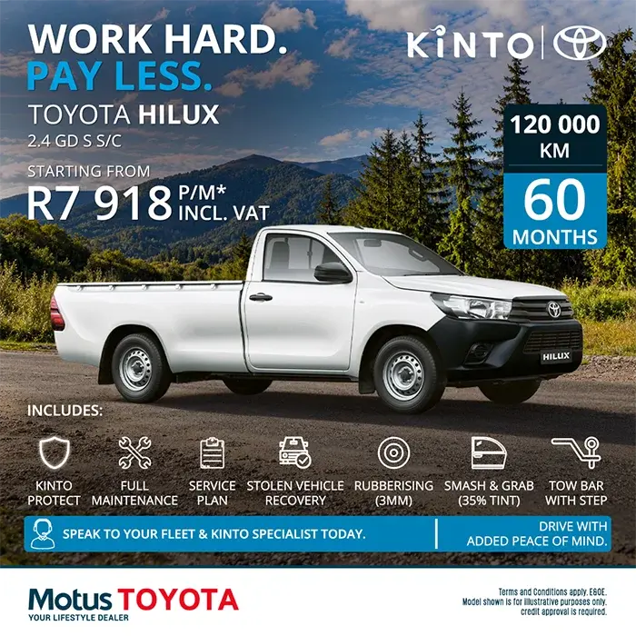 Toyota Hilux 2.4 GD S Single Cab with KINTO Protect